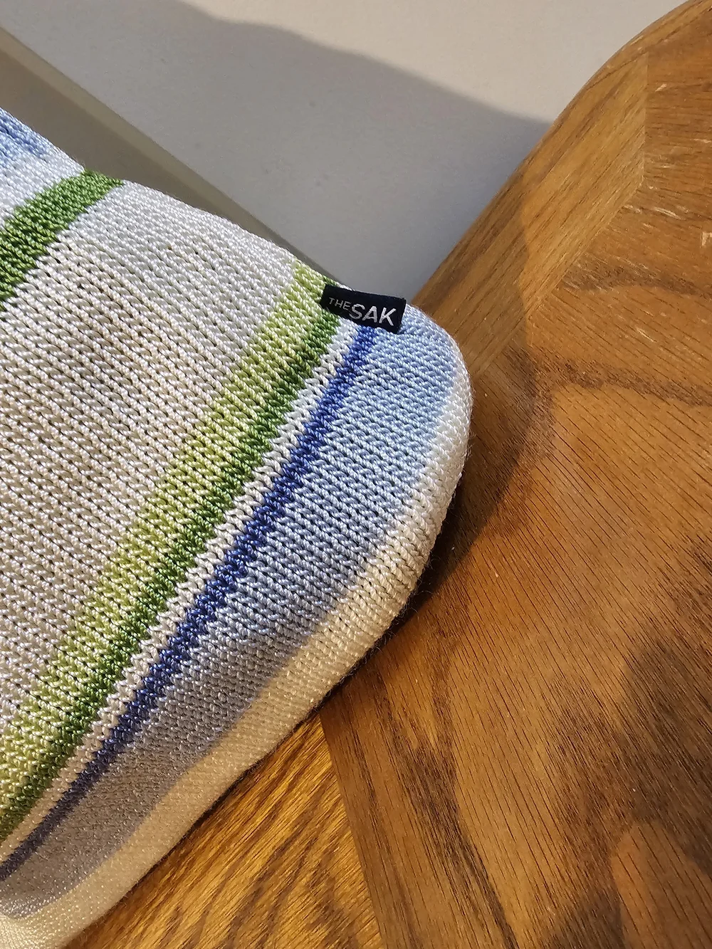 The Sak Striped Knit Tote Bag in White, Green and Blue - Casual Shoulder Bag